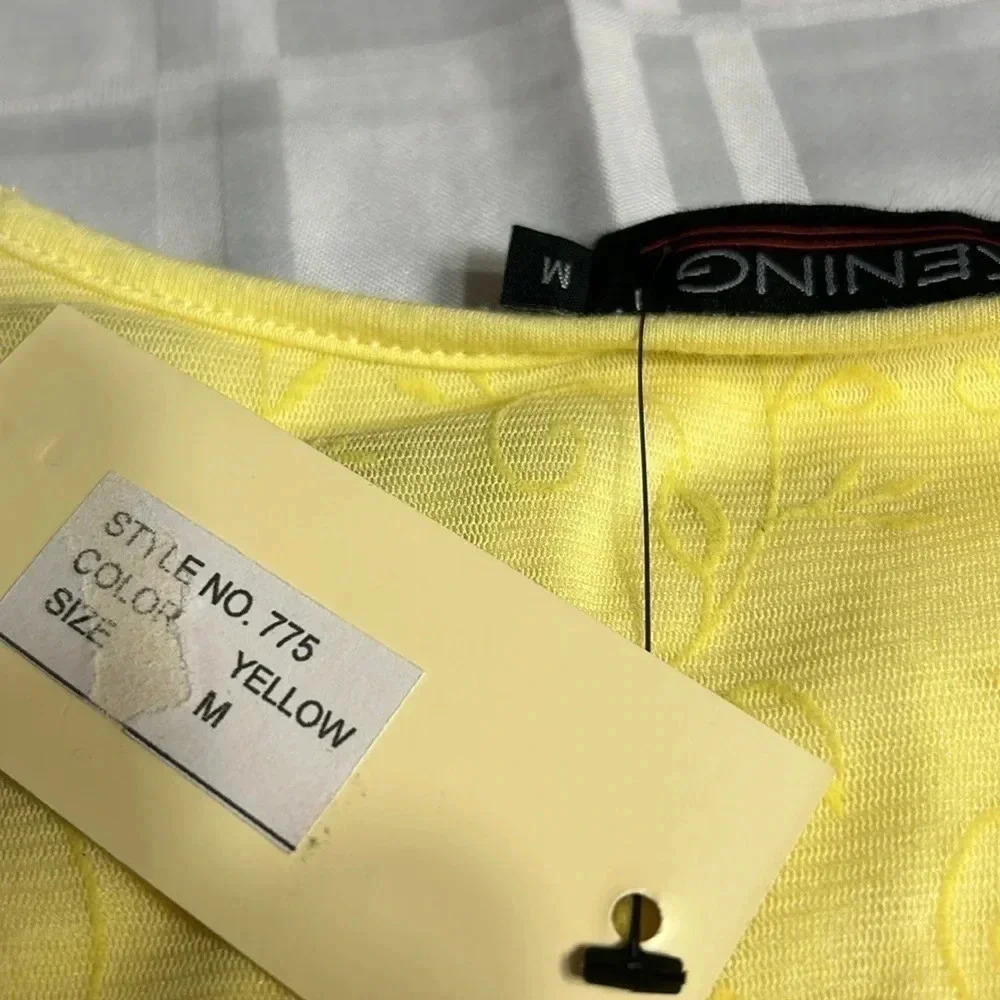 Y2K  vtg NWT top,women M, Layered sheer,overlay,floral yellow,fairy,feminine EC - Picture 14 of 16